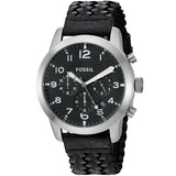 Fossil Pilot 54 Chronograph Black Dial Black Leather Strap Watch for Men - FS5181