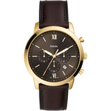 Fossil Neutra Chronograph Brown Dial Brown Leather Strap Watch for Men - FS5763