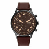 Fossil Retro Pilot Chronograph Brown Dial Brown Leather Strap Watch for Men - FS5833