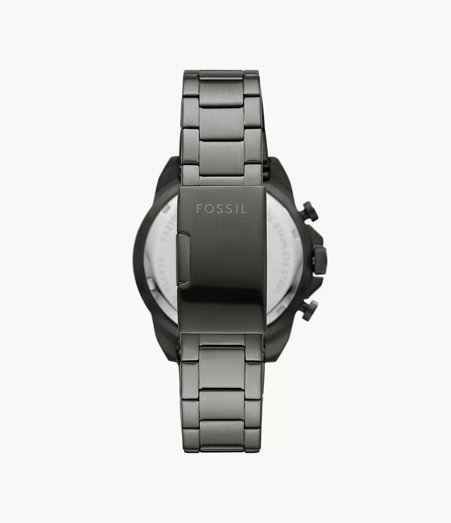 Fossil Bronson Chronograph Black Dial Grey Steel Strap Watch for Men - FS5852