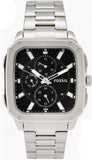 Fossil Inscription Multifunction Black Dial Silver Steel Strap Watch for Men - BQ2655