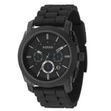 Fossil Machine Chronograph Black Dial Black Silicone Strap Watch for Men - FS4487