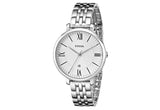 Fossil Jacqueline White Dial Silver Steel Strap Watch for Women - ES3698