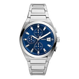 Fossil Everett Chronograph Blue Dial Silver Steel Strap Watch for Men - FS5795