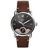 Fossil The Commuter Twist Black Dial Brown Leather Strap Watch for Men -  ME1165