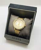 Guess Soiree Diamonds Gold Dial Gold Mesh Bracelet Watch for Women - GW0402L2