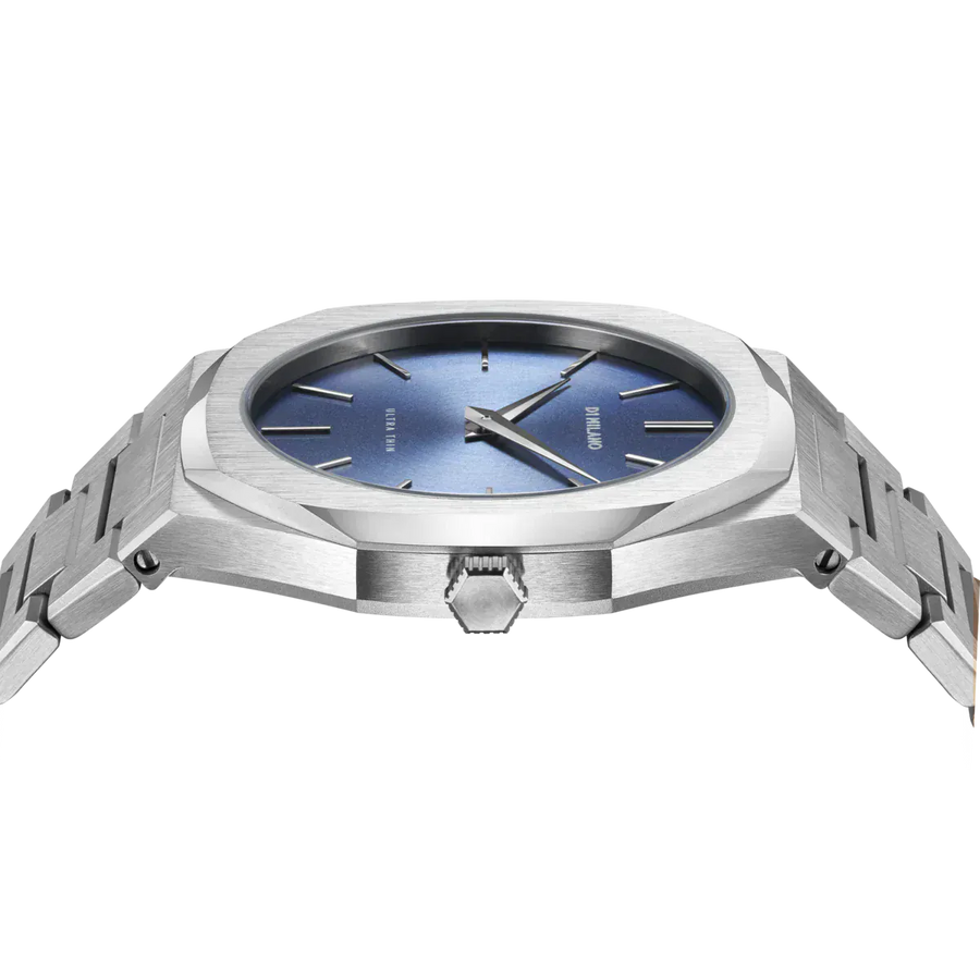 D1 Milano Ultra Thin Blue Dial Silver Steel Watch for Men - D1-UTBJ03