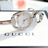 Gucci Horsebit Collection Diamonds Mother of Pearl Dial Silver Steel Strap Watch For Women - YA139505