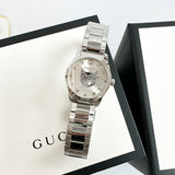 Gucci G Timeless Quartz Silver Dial Silver Steel Strap Watch For Women - YA126595