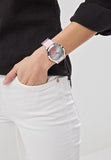 Guess Crush Crystals Silver Dial Pink Rubber Strap Watch for Women - W1223L1