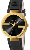 Gucci Interlocking Special Edition Grammy Black Dial Black Leather Strap Watch For Men - YA133208