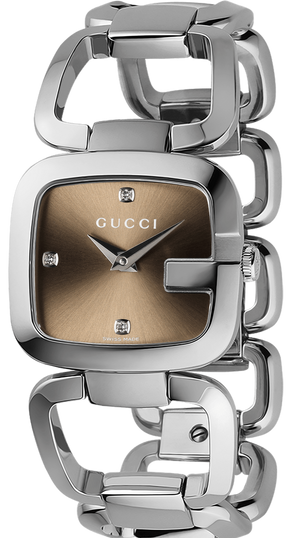 Gucci G Gucci Brown Dial Silver Steel Strap Watch For Women - YA125401