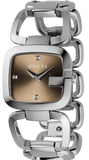 Gucci G Gucci Brown Dial Silver Steel Strap Watch For Women - YA125401