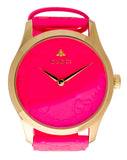 Gucci G Timeless Quartz Pink Dial Pink Leather Strap Watch For Women - YA1264115