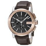 Gucci G Chrono Black Dial Brown Leather Strap Watch For Men - YA101202