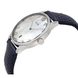 Gucci G-Timeless Signature Mother of Pearl Silver Dial Blue Leather Strap Watch For Women - YA1264049