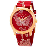 Gucci G Timeless Quartz Red Dial Red Leather Strap Watch For Women - YA1264054