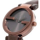 Gucci G Interlocking Brown Dial Brown Leather Strap Watch For Women - YA133504