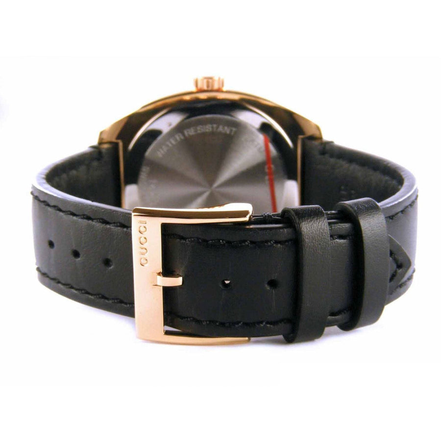 Gucci GG2570 Quartz Black Dial Black Leather Strap Watch For Men - YA142309