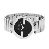 Gucci Interlocking G Quartz Black Dial Black Steel Strap Watch For Women - YA133502