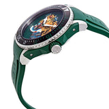 Gucci Dive Tiger Green Dial Green Rubber Strap Watch For Men - YA136316