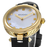 Gucci Diamantissima Quartz Mother of Pearl Dial Black Leather Strap Watch for Women - YA141404