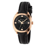 Gucci GG2570 Quartz Black Dial Black Leather Strap Watch For Women - YA142509