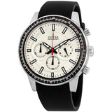 Guess Fuel Multifunction White Dial Black Rubber Strap Watch for Men - W0802G1