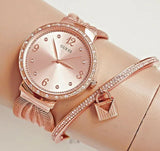 Guess Chiffon Rose Gold Dial Mesh Bracelet Watch For Women - W1083L3