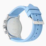 Guess Confetti Crystal Silver Dial Blue Rubber Strap Watch For Women - W1098L3