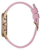 Guess Solar Rose Gold Dial Pink Rubber Strap Watch For Women - W1135L2