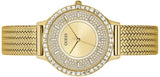 Guess Soiree Diamonds Gold Dial Gold Mesh Bracelet Watch for Women - GW0402L2