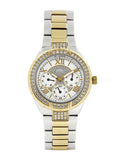 Guess Viva Diamonds Silver Dial Two Tone Steel Strap Watch for Women - W0111L5