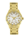 Guess Siren Diamonds Silver Dial Gold Steel Strap Watch for Women - W0442L2