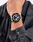 Guess Empire Chronograph Black Dial Black Silicon Strap Watch For Men - GW0583G1