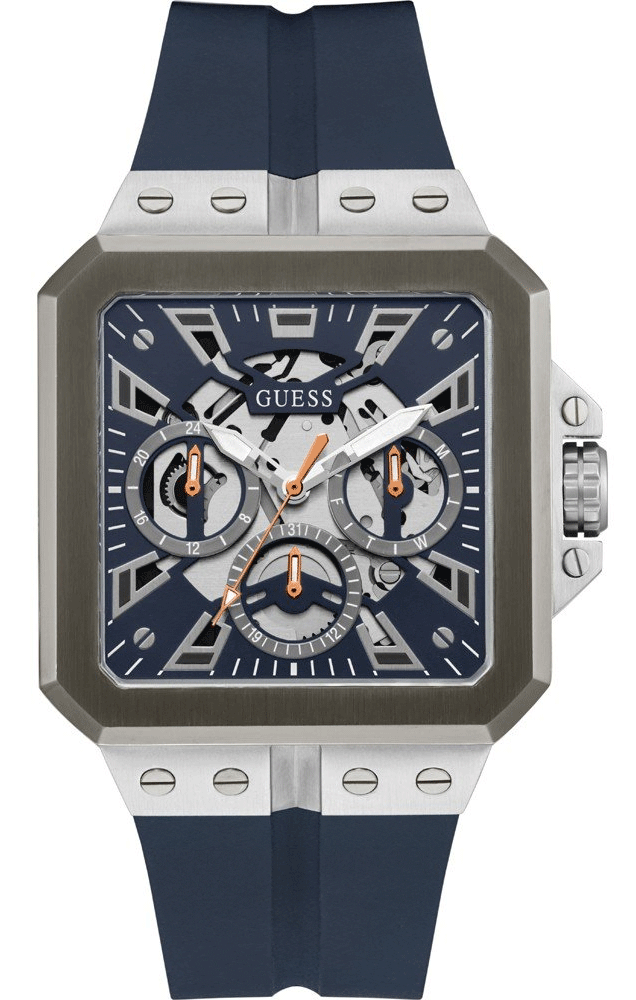 Guess Leo Chronograph Navy Blue Dial Blue Silicone Strap Watch For Men - GW0637G1