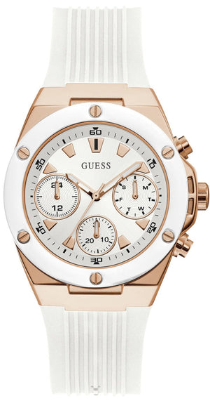 Guess Athena White Dial White Rubber Strap Watch For Women - GW0030L3