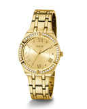 Guess Cosmo Diamonds Gold Dial Gold Steel Strap Watch For Women - GW0033L2