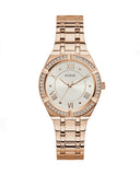 Guess Cosmo Diamonds Silver Dial Rose Gold Steel Strap Watch For Women - GW0033L3