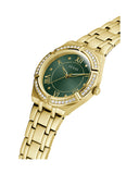 Guess Cosmo Diamonds Green Dial Gold Steel Strap Watch for Women - GW0033L8