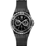 Guess Limelight Diamonds Black Dial Black Rubber Strap Watch for Women - GW0041L5