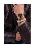 Guess Phoenix Multifunction Crystals Gold Dial Black Silicone Strap Watch For Men - GW0048G2