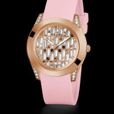 Guess Clarity Gold Dial Pink Silicone Strap Watch for Women - GW0109L2