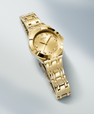 Guess Crystalline Diamonds Gold Dial Gold Steel Strap Watch for Women - GW0114L2