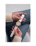 Guess Swirl Quartz Silver Dial White Rubber Strap Watch For Women - W1096l2