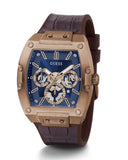 Guess Phoenix Multifunction Blue Dial Brown Leather Strap Watch for Men - GW0202G2