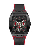 Guess Phoenix Multifunction Black Dial Black & Red Rubber Strap Watch for Men - GW0202G7