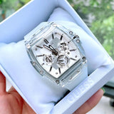 Guess Phoenix Multi Function Silver Dial White Rubber Strap Watch for Men - GW0203G1