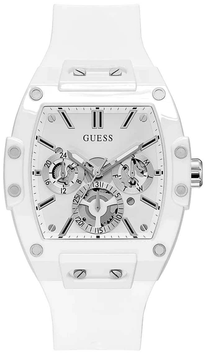 Guess Phoenix Multifunction White Dial White Rubber Strap Watch for Men - GW0203G2