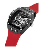 Guess Phoenix Multifunction Black Dial Red Rubber Strap Watch for Men - GW0203G4